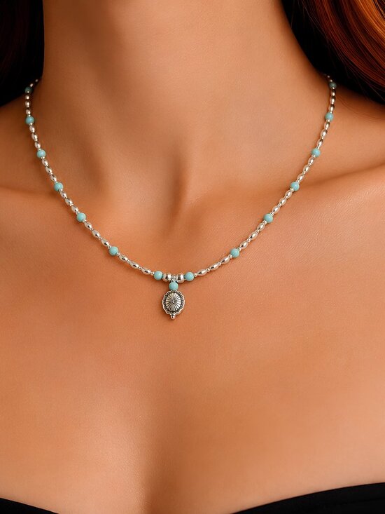 Sage & Stone Jewelry - Silver and Turquoise Howlite Delicate Necklace